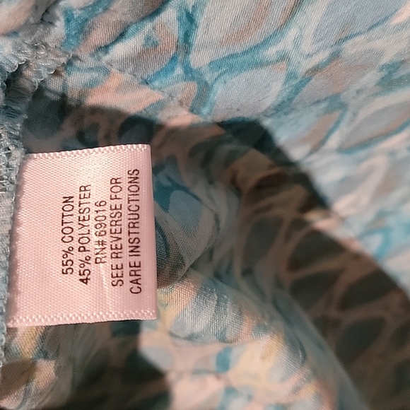 Studio Works turquoise, tan, and white blouse - Picture 3 of 4